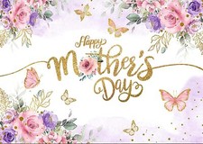 7x5ft Happy Mother's Day Backdrop Floral Golden Dots Mothers Day Birthday Pho...