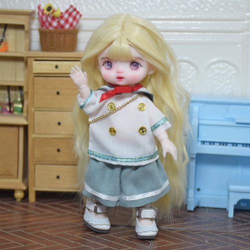 Mini 16cm Girl Doll Toy Cute Doll Removable Blonde Wig and Full Set Clothes Suit - 第 21/21 張圖片