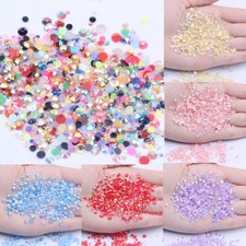 Nail Art 3D Gems Beads Round AB Rhinestones Flatback Resin Non Hotfix Stones