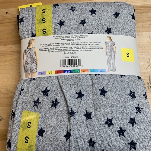 NWT Lucky Brand Womens Pajama Set Gray Stars 4-Piece PJ's Soft Stretch SMALL - Picture 5 of 6
