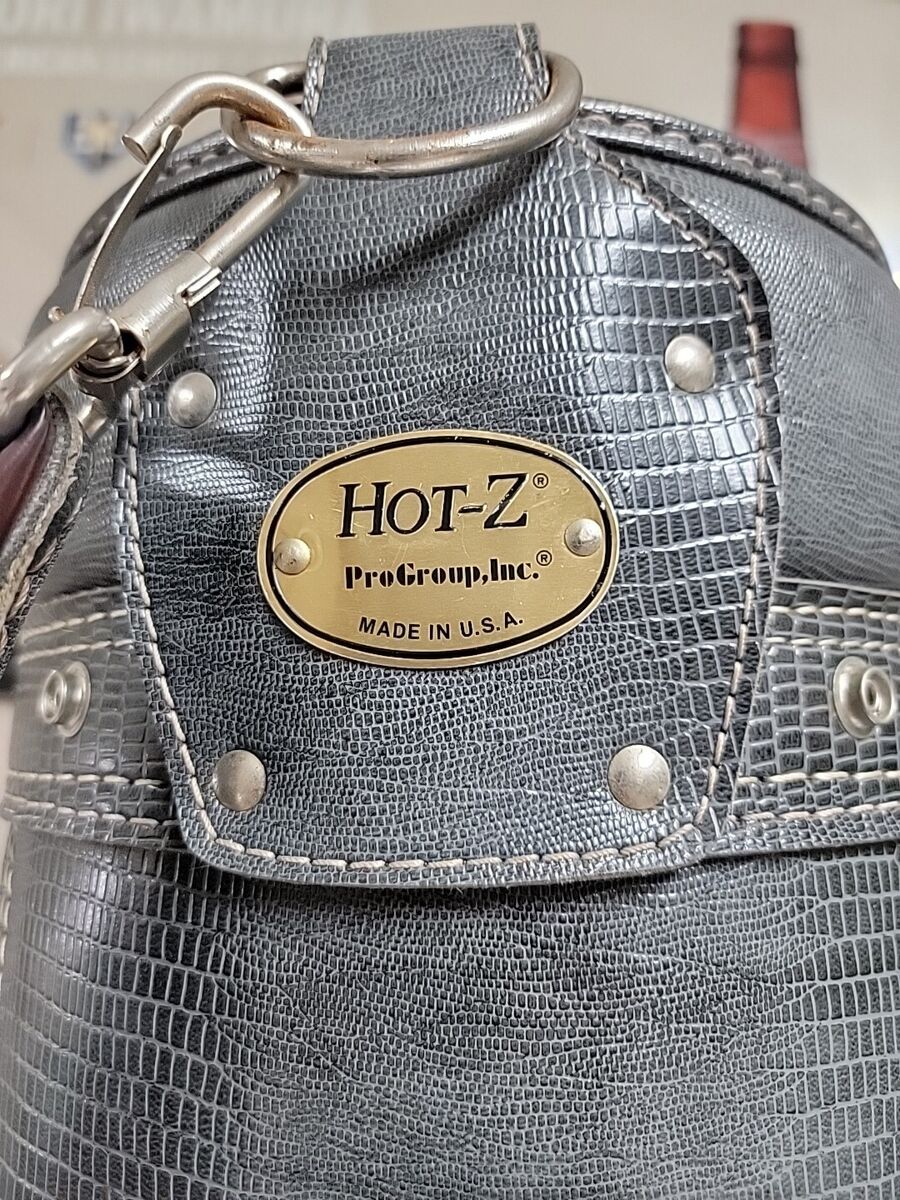 Vintage Hot Z Golf Bag Leather Canvas Maroon Gray 6 Way USA Vintage Hot Z Golf Bag Leather Canvas Maroon Gray 6 Way USA