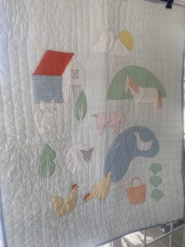 The Land Of Nod Toddler/Nursery 4 Piece Bedding Set Barn Animals Kids Bedroom