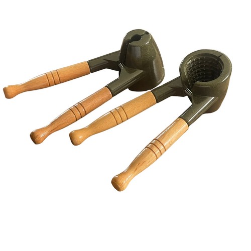 Nut Cracker Heavyduty Handheld Green Metal Cone Pliers Wood Handles Lot Of 2