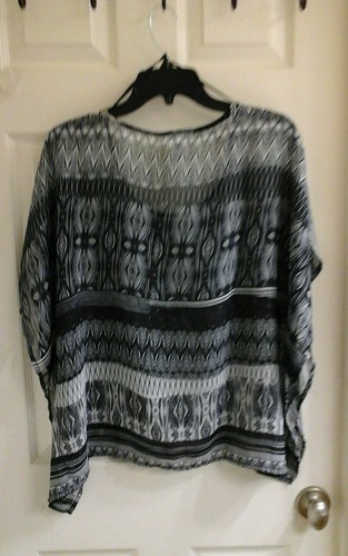 Ambiance Apparel, junior girls size small chiffon thin blouse white & black, NWT - Picture 2 of 5