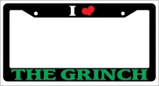 Black License Plate Frame I Heart The Grinch Green Auto Accessory 821
