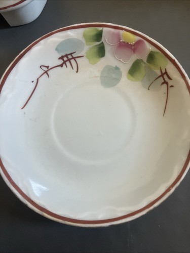 Olla y tazas de chocolate Nippon pintadas a mano flores de Japón 4 tazas - Imagen 7 de 7