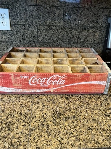 Vintage 1970s COCA COLA 24 bottle WOODEN CRATE COKE WOOD CARRIER