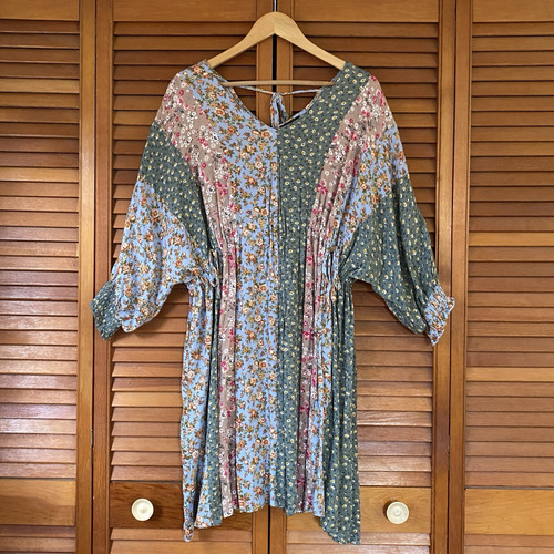 Vestido GiGiO Para Mujer Talla Grande Micro Floral Retazos Cottagecore Manga Dolman - Imagen 1 de 13