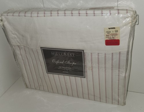Vintage Hilcrest Oxford Stripe Queen Sheet Set – Red/White, 300 TC Cotton NIP