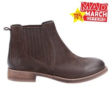 Hush Puppies Edith Womens Dress LEATHER Fashion Designer Ankle Boots Brown