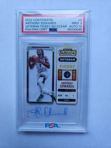 2022 Contenders Anthony Edwards Gold Acetate Veteran Ticket #8 PSA 9 Mt 10 Auto