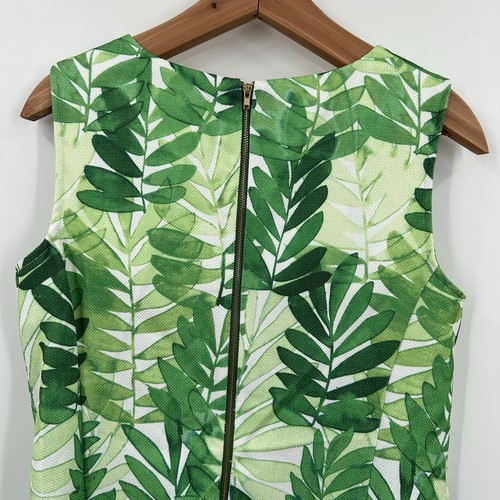 Julian Taylor Shift Dress Size 12 Textured Sleeveless Green Palm Beach Tropical - Picture 4 of 9