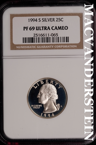 1994-S Silver Washington Quarter - NGC PF 69 Ultra Cameo - Scarce Proof #SLI68