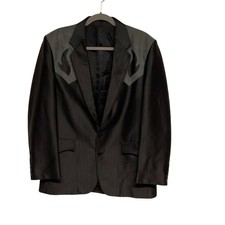 CIRCLE S vintage retro western men's blazer suit jacket USA 70s 40R black flames