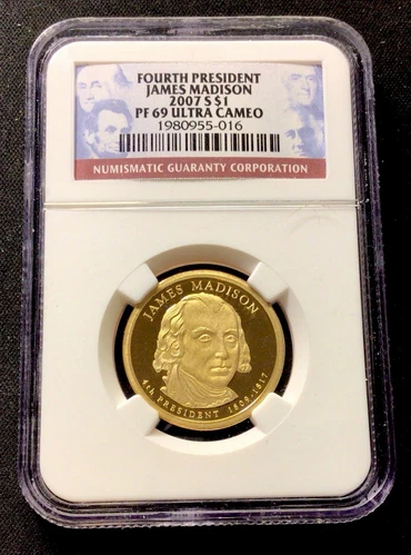 2007 S Proof James Madison 1$! NGC PF69 Ultra Cameo! ENN Coins