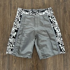Vintage 1990s Y2K Hawaiian Boardshorts Surf Swim Shorts Trunks Size 28