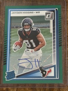 JAYDEN HIGGINS - 2025 Donruss Green Press Proof AUTO Rated Rookie #334 - TEXANS