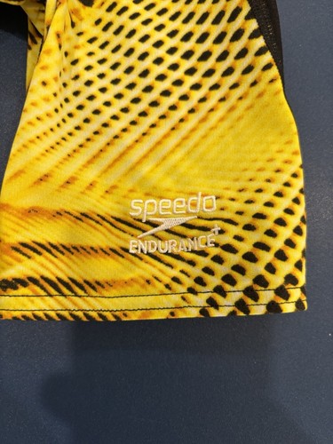 SPEEDO Endurance+ size 22 yellow black Jammers Boys Competition Swimming Trunks - Picture 4 of 5