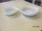 Vintage Pyrex Verde Green Square Flowers Casserole Dishes No Lids