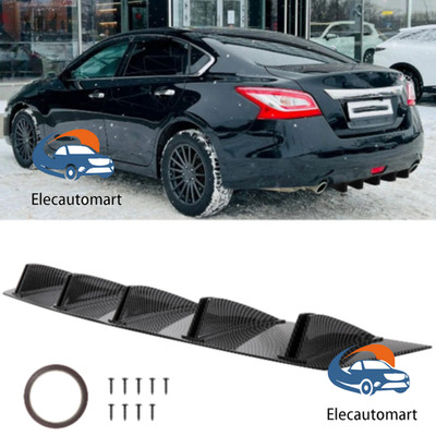 For Nissan Altima Carbon Fiber Rear Bumper Diffuser Lip Spoiler Shark Fin Wing