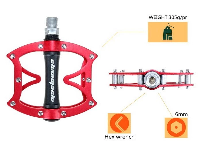 Aluminio Carretera MTB Bicicleta de Montaña XC Bicicleta Pedal BMX Pedales Planos Rodamientos 1 par Foto 2 de 4