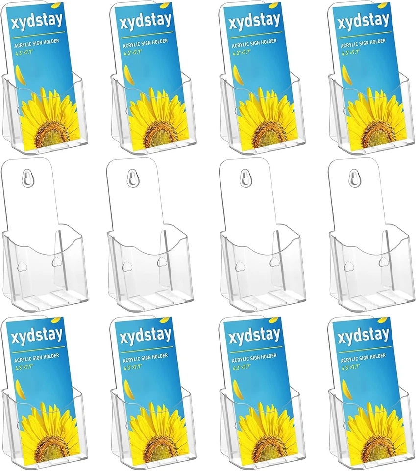 Pacote com 12 porta-folhetos de acrílico 4x9 polegadas suportes de placa traseira inclinada - Imagem 3 de 4