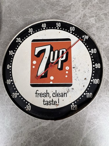 X-RARE 1950s-60s”7UP”12”PAM STYLE THERMOMETER FRESH CLEAN TASTE WORKING -GLASS👀 - Picture 10 of 10
