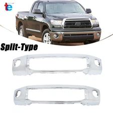Steel For Toyota Tundra 07-2013 W Or W/o Sensor Holes Chrome Split Front Bumper