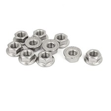 M8 316 Stainless Steel Serrated Flange Hex Machine Screw Lock Nuts 10pcs