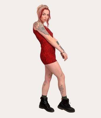 Damen Minikleid rot Leopardenmuster Punk Gothic Animal Print Made in UK!