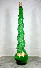 Vtg Emerald Green Empoli style Swirl Chiant Bottle 17&rdquo; Tall Italy