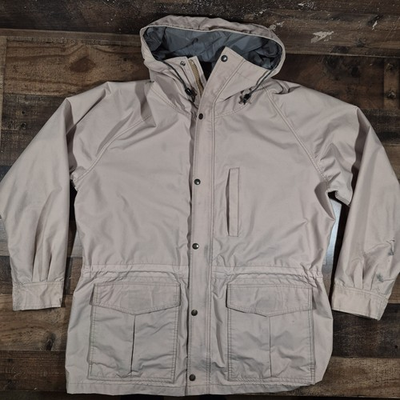 #ad Cabelas Parka Jacket Mens XXXL Beige Khaki Hooded Gore Tex Hunting $59.96