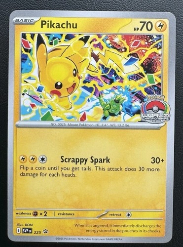 Pikachu Promo 2025 World Championships SVP EN 225 Pokemon Karte Worlds