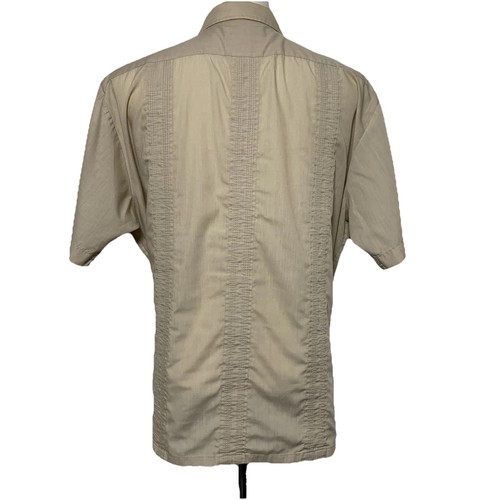 The Genuine Haband Guayabera Shirt With Zipper Men's XL Lightweight Tan Vintage - Picture 2 of 16