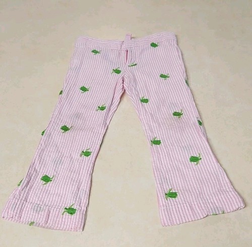 Lilly Pulitzer Girls Pink Striped Sea Turtle Beach Pants Size 4 Bell Bottoms