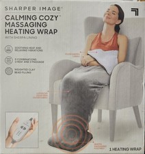 Sharper Image Gray Calming Cozy Massage Heating Wrap Sherpa Lining Blanket