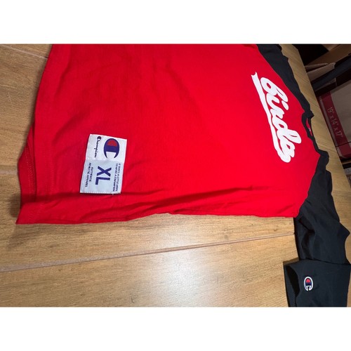 Birds Champion T Shirt Mens XL Raglan 3/4 Sleeve Baseball Graphic Tee Red Black - Picture 6 of 8