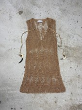 Rare SS 1997 Dolce & Gabbana Sheer Knit Crochet Mini Dress Mesh