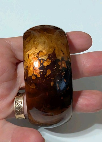 Bracciale largo colore rame lucite marmorizzato 7" x 1,5" MOD bn-2 - Foto 3 di 6