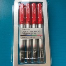 PERMANENT MARKERS RED Fine Point Silver Barrel By TUL Pack Of 4 Marker (NEW)