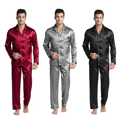Mens Silk Satin Pajamas Set Pjs Sleepwear Loungewear Fits All Season