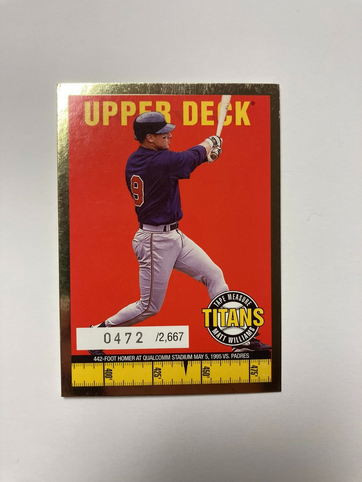 1998 Upper Deck Tape Measure Titans Gold 0472/2667 MATT WILLIAMS #TITANS 25
