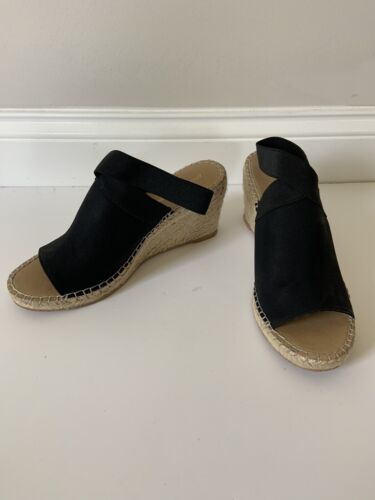 ADRIENNE VITTADINI Women’s Black Wedge Peep Toe Sandals | Size 10 - Picture 2 of 10