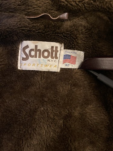 Vintage SCHOTT Rancher Leather Coat Dark Brown And Tan Men's Size 42 - Picture 6 of 9
