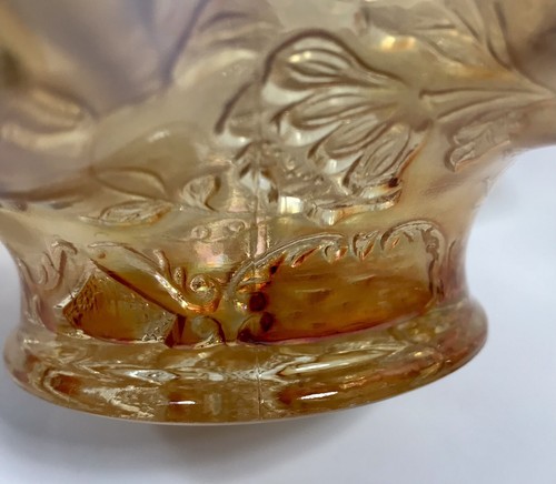 Cuenco de vidrio Dugan Carnaval melocotón opalescente borde con volantes de colección 7,25" G40 - Imagen 12 de 16