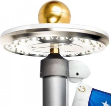 Deluxe Solar Flag Pole Light, LED Downlight for Most 20 LED, Gold 