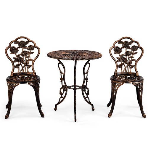 3 PCS Outdoor Bistro Set,Outdoor Patio Set,All-WeatherCast Aluminum Bistro Table - Picture 14 of 14