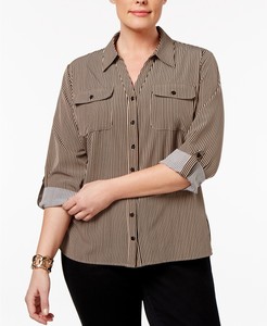 NY-Collection-Plus-Size-Utility-Blouse-Taupe-Line-1X
