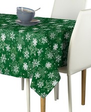 100 Milliken Polyester Winter Snowflakes Green Tablecloths - Assorted Sizes