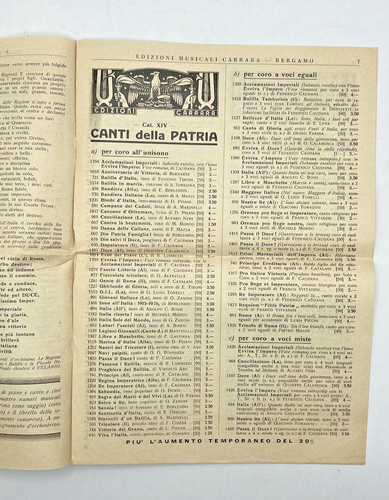 L'ARALDO EDIZIONI MUSICALI CARRARA Bollettini 1939 n 12 1940 n 1/2 Spartiti GIL - Imagen 3 de 6